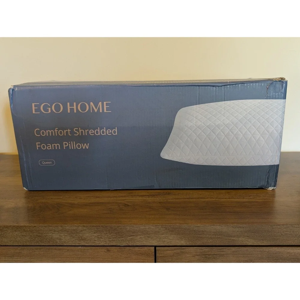Ego Home Comfort Shredded Foam Pillow Queen Size - Brand New In Box